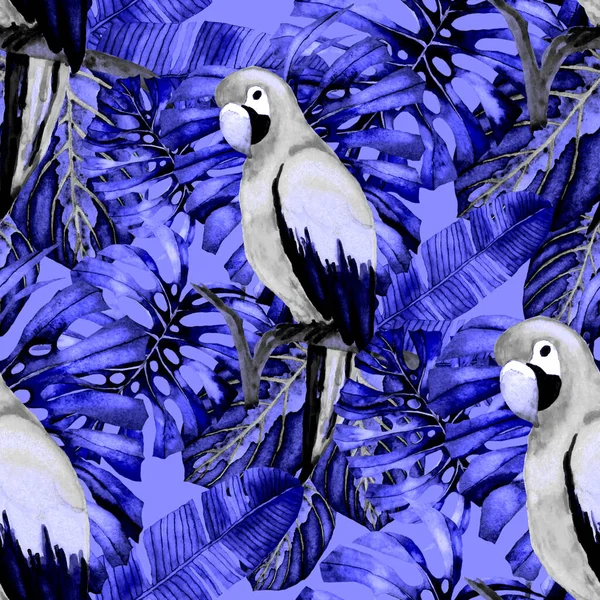 Magnifique Motif Aquarelle Sans Couture Avec Des Oiseaux Des Fleurs — Photo