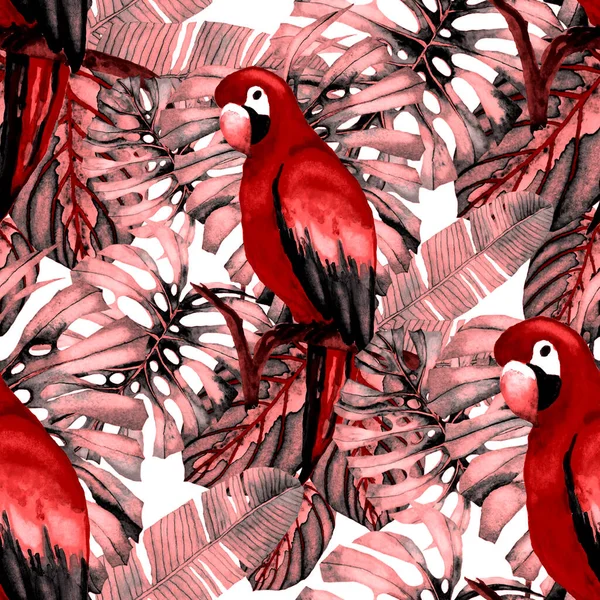 Magnifique Motif Aquarelle Sans Couture Avec Des Oiseaux Des Fleurs — Photo