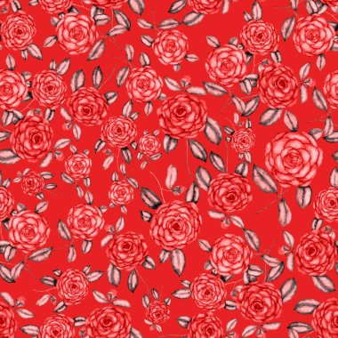 Kamelya çiçekli suluboya desenli. Çiçek tasarımı. Kamelyalı romantik bir düğün geçmişi. Parlak, kusursuz bir yaz deseni. Botanik duvar kağıdı. Her türlü tasarım için kullanılabilir.