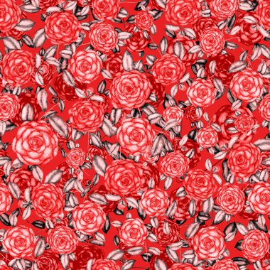 Kamelya çiçekli suluboya desenli. Çiçek tasarımı. Kamelyalı romantik bir düğün geçmişi. Parlak, kusursuz bir yaz deseni. Botanik duvar kağıdı. Her türlü tasarım için kullanılabilir.