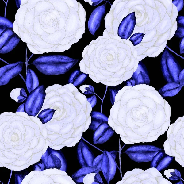 Kamelya Çiçekli Suluboya Desenli Çiçek Tasarımı Kamelyalı Romantik Bir Düğün — Stok fotoğraf