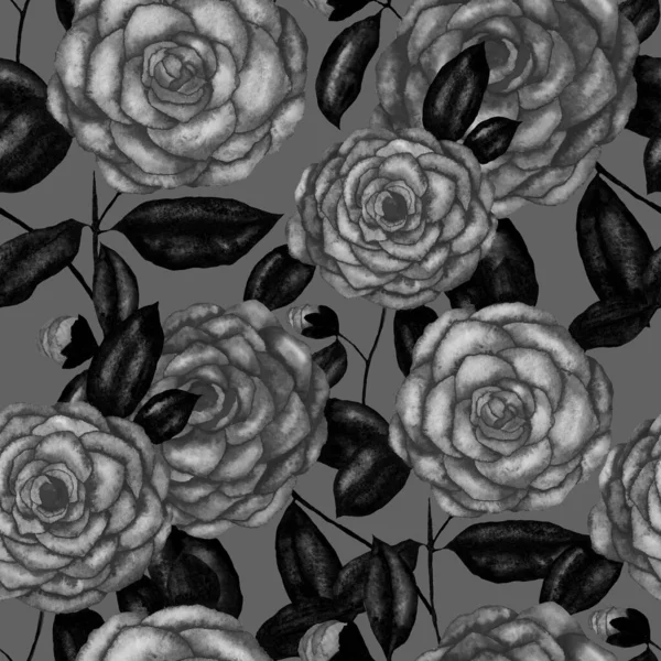 Aquarelle Motif Sans Couture Avec Des Fleurs Camélia Design Floral — Photo