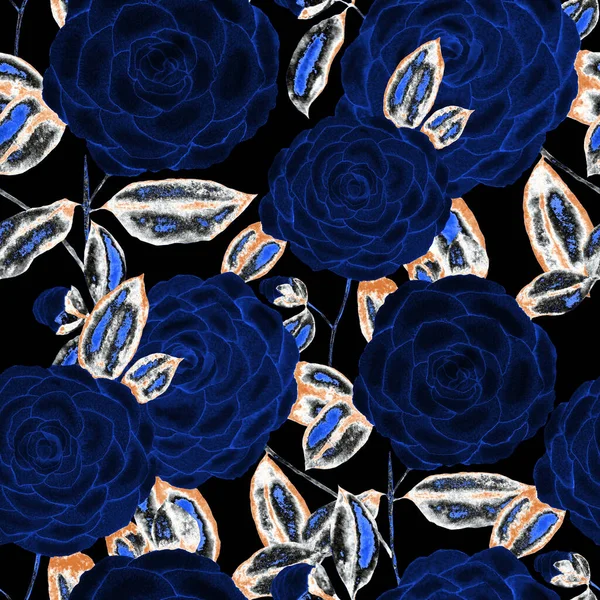 Акварельный Узор Цветками Камбалы Цветочные Design Romantic Свадебный Фон Camellias — стоковое фото