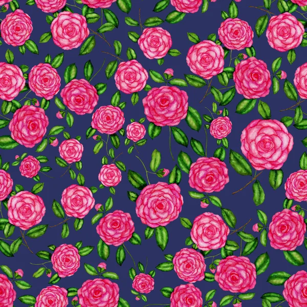 Aquarel Naadloos Patroon Met Camellia Bloemen Bloemen Design Romantische Bruiloft — Stockfoto