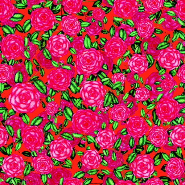 Bezszwowy Wzór Akwareli Kwiatami Kamelii Romantyczne Tło Weselne Kameliami Jasne — Zdjęcie stockowe