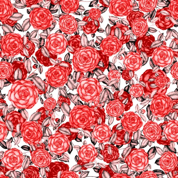 Υδατογραφία Αδιάλειπτη Μοτίβο Λουλούδια Καμέλιας Floral Σχεδιασμό Ρομαντικό Φόντο Του — Φωτογραφία Αρχείου