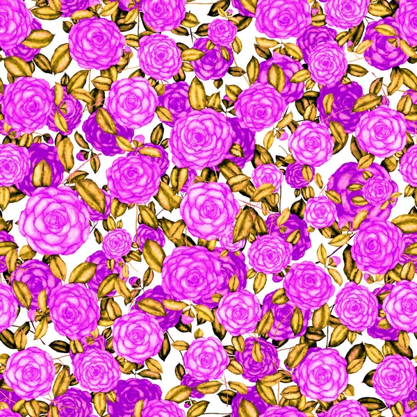 Bezszwowy Wzór Akwareli Kwiatami Kamelii Romantyczne Tło Weselne Kameliami Jasne — Zdjęcie stockowe