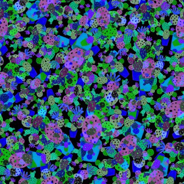 Kaktüslere el çizimi kaktüsler çizilmiş yaratıcı, pürüzsüz desen. Parlak botanik parmak izi. Kaktüslü kusursuz dekoratif arka plan. Her türlü dekorasyon için kullanılabilir..