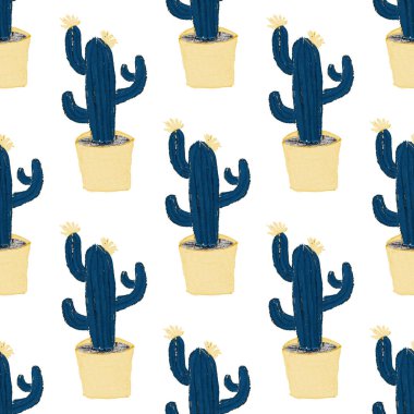 Kaktüslere el çizimi kaktüsler çizilmiş yaratıcı, pürüzsüz desen. Parlak botanik parmak izi. Kaktüslü kusursuz dekoratif arka plan. Her türlü dekorasyon için kullanılabilir..