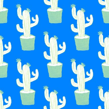 Kaktüslere el çizimi kaktüsler çizilmiş yaratıcı, pürüzsüz desen. Parlak botanik parmak izi. Kaktüslü kusursuz dekoratif arka plan. Her türlü dekorasyon için kullanılabilir..