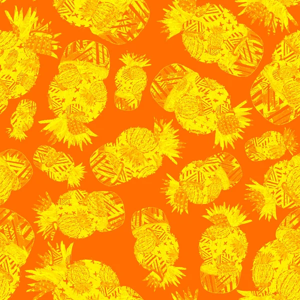 Creative Seamless Pattern Hand Drawn Cactuses Pots Bright Botanical Print — Stock Photo, Image