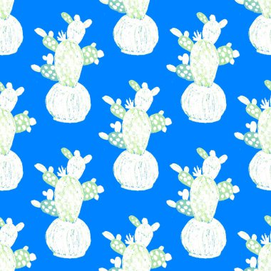 Kaktüslere el çizimi kaktüsler çizilmiş yaratıcı, pürüzsüz desen. Parlak botanik parmak izi. Kaktüslü kusursuz dekoratif arka plan. Her türlü dekorasyon için kullanılabilir..