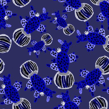 Kaktüslere el çizimi kaktüsler çizilmiş yaratıcı, pürüzsüz desen. Parlak botanik parmak izi. Kaktüslü kusursuz dekoratif arka plan. Her türlü dekorasyon için kullanılabilir..