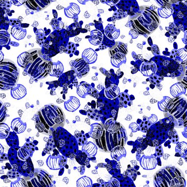 Kaktüslere el çizimi kaktüsler çizilmiş yaratıcı, pürüzsüz desen. Parlak botanik parmak izi. Kaktüslü kusursuz dekoratif arka plan. Her türlü dekorasyon için kullanılabilir..