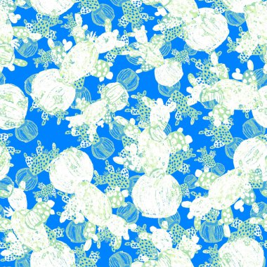 Kaktüslere el çizimi kaktüsler çizilmiş yaratıcı, pürüzsüz desen. Parlak botanik parmak izi. Kaktüslü kusursuz dekoratif arka plan. Her türlü dekorasyon için kullanılabilir..