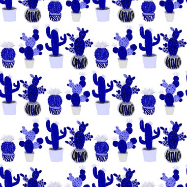 Kaktüslere el çizimi kaktüsler çizilmiş yaratıcı, pürüzsüz desen. Parlak botanik parmak izi. Kaktüslü kusursuz dekoratif arka plan. Her türlü dekorasyon için kullanılabilir..