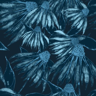 Çiçeklerle suluboya kusursuz desen. Klasik çiçek desenleri. Çiçeksiz desen. Botanik sanatı. Çiçek botanik koleksiyonu. Suluboya botanik tasarımı.