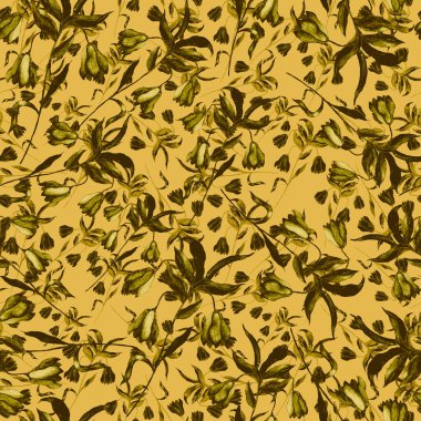 Çiçeklerle suluboya kusursuz desen. Klasik çiçek desenleri. Çiçeksiz desen. Botanik sanatı. Çiçek botanik koleksiyonu. Suluboya botanik tasarımı.