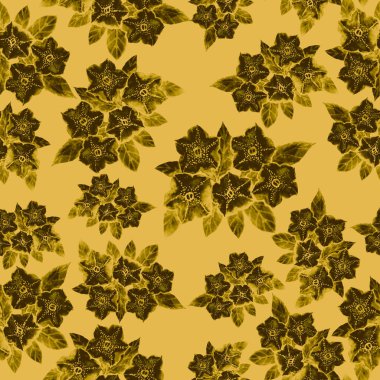 Çiçeklerle suluboya kusursuz desen. Klasik çiçek desenleri. Çiçeksiz desen. Botanik sanatı. Çiçek botanik koleksiyonu. Suluboya botanik tasarımı.