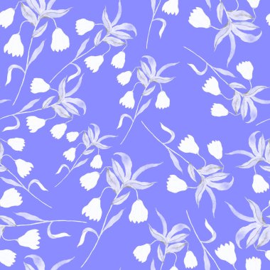 Çiçeklerle suluboya kusursuz desen. Klasik çiçek desenleri. Çiçeksiz desen. Botanik sanatı. Çiçek botanik koleksiyonu. Suluboya botanik tasarımı.