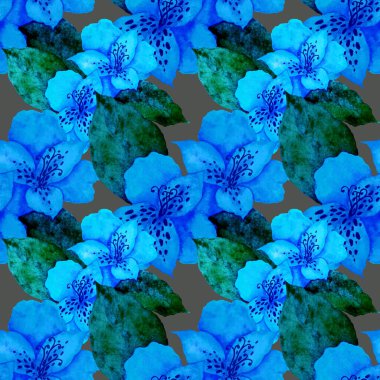 Çiçeklerle suluboya kusursuz desen. Klasik çiçek desenleri. Çiçeksiz desen. Botanik sanatı. Çiçek botanik koleksiyonu. Suluboya botanik tasarımı.