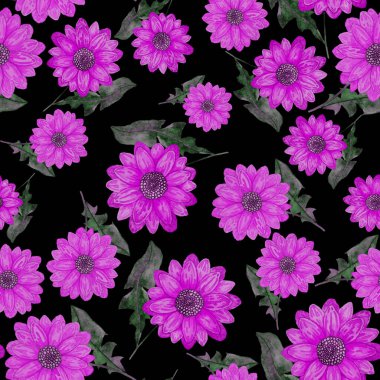 Çiçeklerle suluboya kusursuz desen. Klasik çiçek desenleri. Çiçeksiz desen. Botanik sanatı. Çiçek botanik koleksiyonu. Suluboya botanik tasarımı.