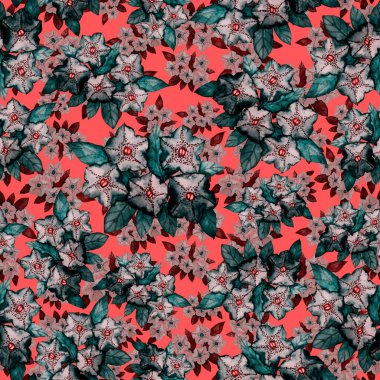 Çiçeklerle suluboya kusursuz desen. Klasik çiçek desenleri. Çiçeksiz desen. Botanik sanatı. Çiçek botanik koleksiyonu. Suluboya botanik tasarımı.