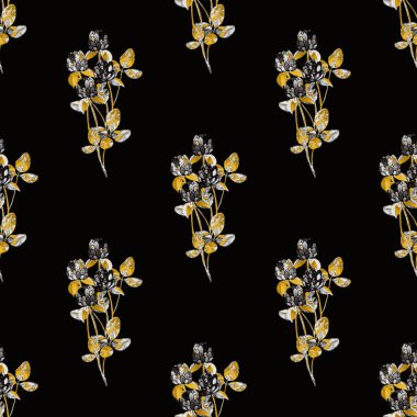 Çiçeklerle suluboya kusursuz desen. Klasik çiçek desenleri. Çiçeksiz desen. Botanik sanatı. Çiçek botanik koleksiyonu. Suluboya botanik tasarımı.