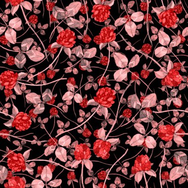 Çiçeklerle suluboya kusursuz desen. Klasik çiçek desenleri. Çiçeksiz desen. Botanik sanatı. Çiçek botanik koleksiyonu. Suluboya botanik tasarımı.