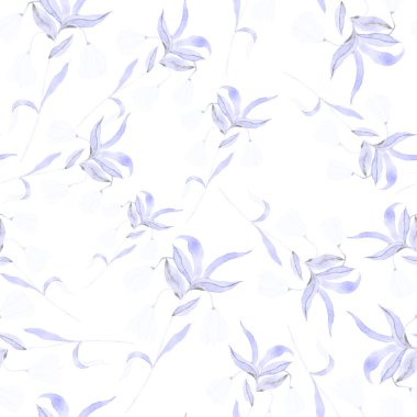 Çiçeklerle suluboya kusursuz desen. Klasik çiçek desenleri. Çiçeksiz desen. Botanik sanatı. Çiçek botanik koleksiyonu. Suluboya botanik tasarımı.