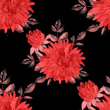 Çiçeklerle suluboya kusursuz desen. Klasik çiçek desenleri. Çiçeksiz desen. Botanik sanatı. Çiçek botanik koleksiyonu. Suluboya botanik tasarımı.