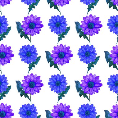 Çiçeklerle suluboya kusursuz desen. Klasik çiçek desenleri. Çiçeksiz desen. Botanik sanatı. Çiçek botanik koleksiyonu. Suluboya botanik tasarımı.