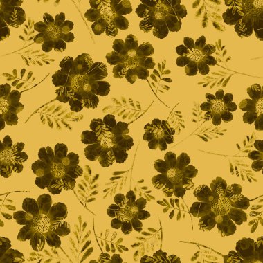 Çiçeklerle suluboya kusursuz desen. Klasik çiçek desenleri. Çiçeksiz desen. Botanik sanatı. Çiçek botanik koleksiyonu. Suluboya botanik tasarımı.