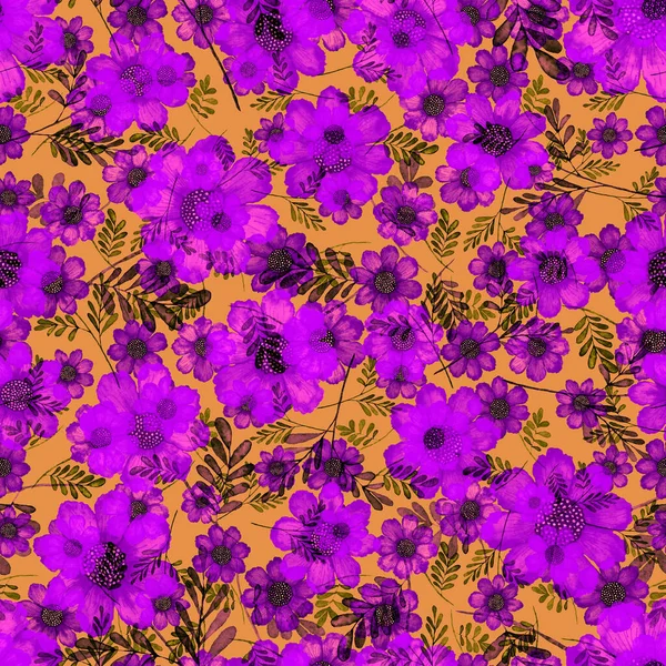 Wzór Bezszwowy Akwarela Kwiatami Zabytkowy Wzór Kwiatowy Wzór Bezszwowy Sztuka — Zdjęcie stockowe