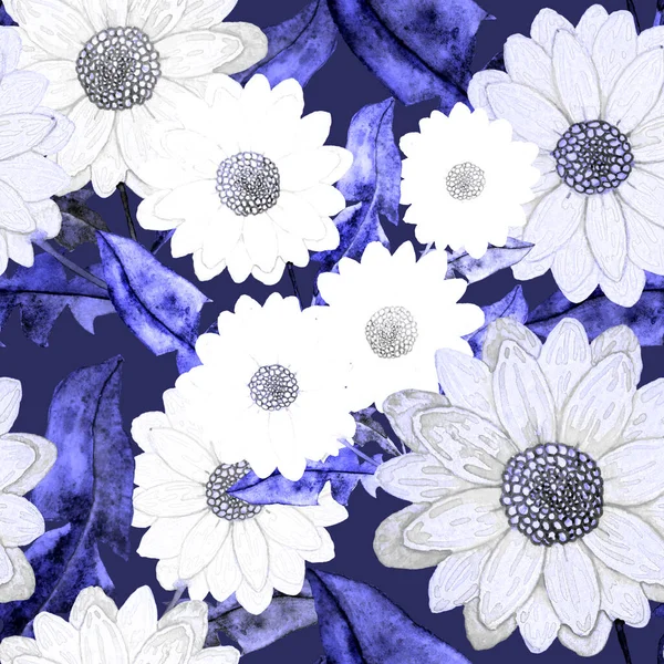 Aquarelle Motif Sans Couture Avec Des Fleurs Modèle Floral Vintage — Photo