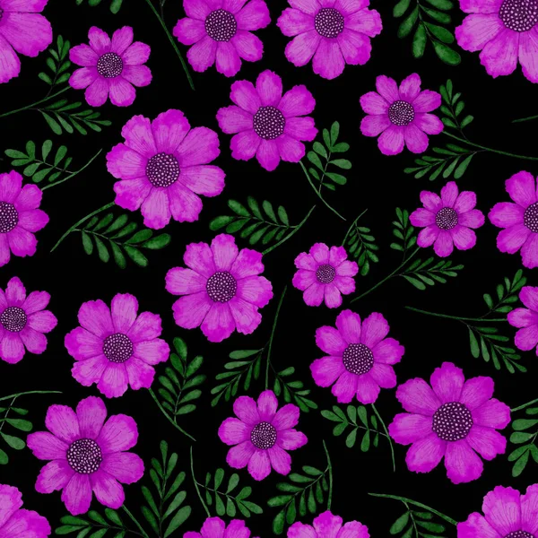 Çiçeklerle Suluboya Kusursuz Desen Klasik Çiçek Desenleri Çiçeksiz Desen Botanik — Stok fotoğraf