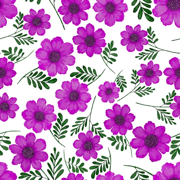 Akvarel Hladký Vzor Květinami Ročník Květinový Vzor Bezešvé Květinové Vzory — Stock fotografie