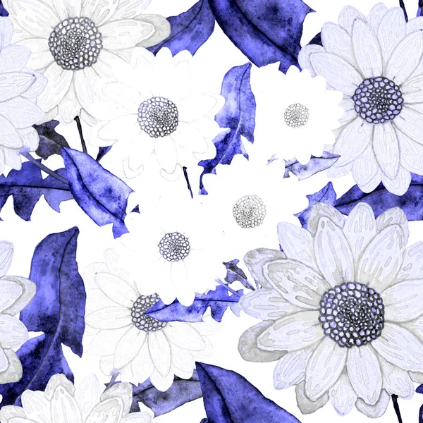 Aquarelle Motif Sans Couture Avec Des Fleurs Modèle Floral Vintage — Photo