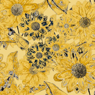 Çiçeklerle suluboya kusursuz desen. Klasik çiçek desenleri. Çiçeksiz desen. Botanik sanatı. Çiçek botanik koleksiyonu. Suluboya botanik tasarımı.