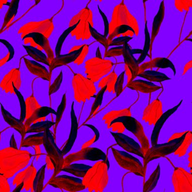 Çiçeklerle suluboya kusursuz desen. Klasik çiçek desenleri. Çiçeksiz desen. Botanik sanatı. Çiçek botanik koleksiyonu. Suluboya botanik tasarımı.