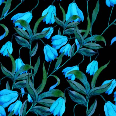 Çiçeklerle suluboya kusursuz desen. Klasik çiçek desenleri. Çiçeksiz desen. Botanik sanatı. Çiçek botanik koleksiyonu. Suluboya botanik tasarımı.