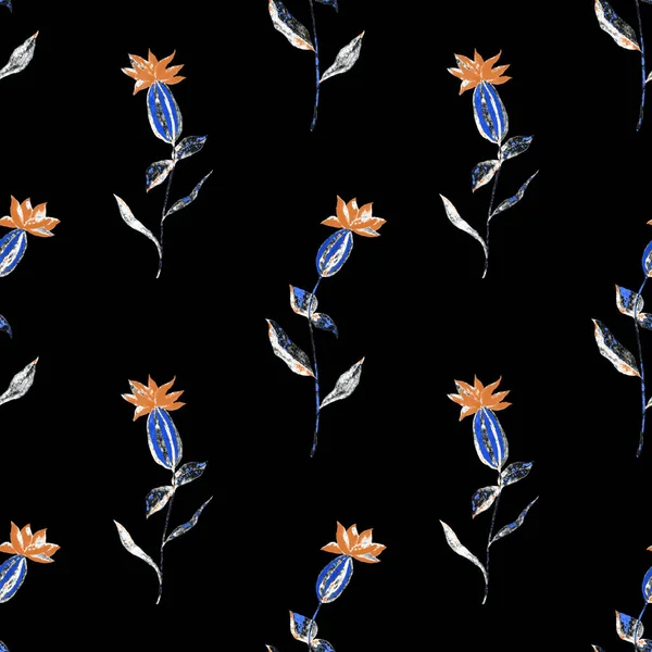 水彩画 花纹无缝 老式花纹 花无缝图案 植物学艺术 植物植物学藏品 水彩植物设计 — 图库照片