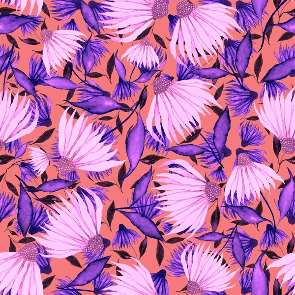 Aquarelle Motif Sans Couture Avec Des Fleurs Modèle Floral Vintage — Photo