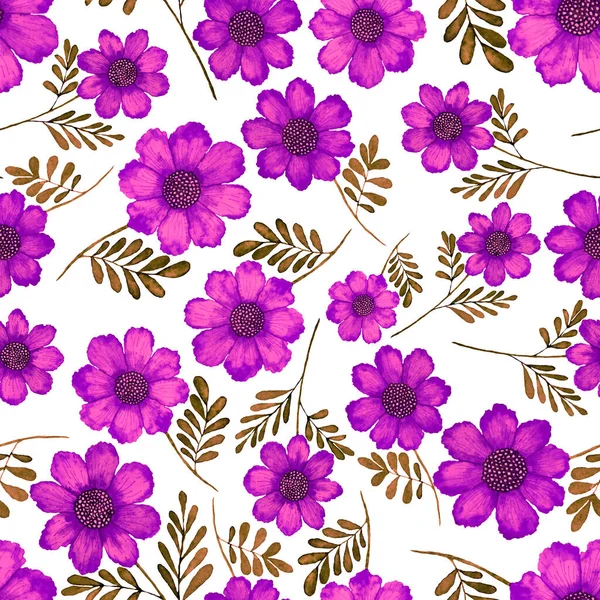 Watercolor seamless pattern with flowers. Vintage floral pattern. Flower seamless pattern. Botanical art. Floral botanical collection. Watercolor botanical design.