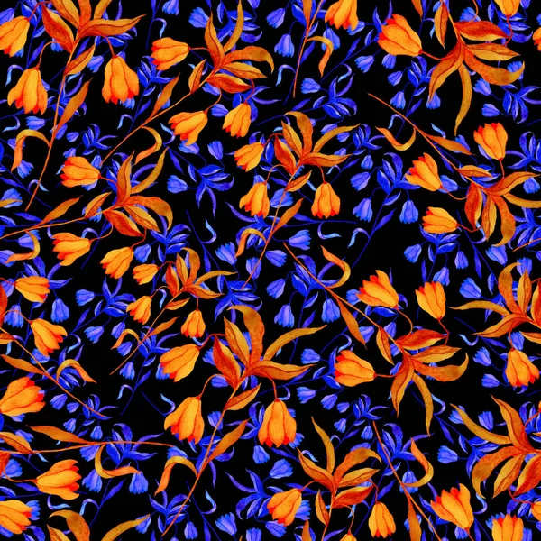Акварель Бесшовный Узор Цветами Винтажный Цветочный Узор Цветочный Бесшовный Рисунок — стоковое фото
