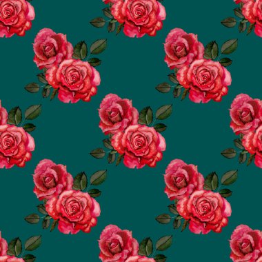 Klasik suluboya gül desenli, her şey için harika bir tasarım. Çiçekli tebrik kartı. Suluboya el yapımı bahar tasarımı.