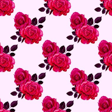 Klasik suluboya gül desenli, her şey için harika bir tasarım. Çiçekli tebrik kartı. Suluboya el yapımı bahar tasarımı.