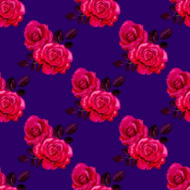 Klasik suluboya gül desenli, her şey için harika bir tasarım. Çiçekli tebrik kartı. Suluboya el yapımı bahar tasarımı.