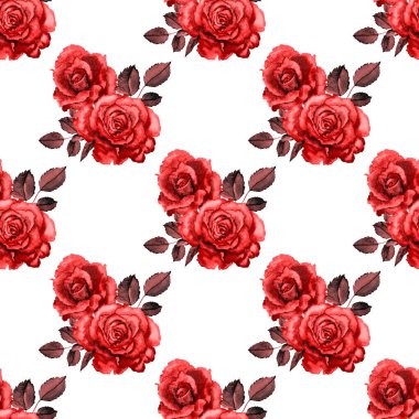 Klasik suluboya gül desenli, her şey için harika bir tasarım. Çiçekli tebrik kartı. Suluboya el yapımı bahar tasarımı.