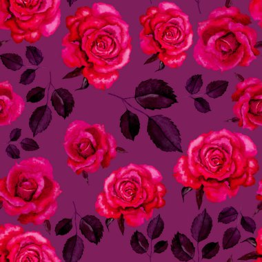 Klasik suluboya gül desenli, her şey için harika bir tasarım. Çiçekli tebrik kartı. Suluboya el yapımı bahar tasarımı.